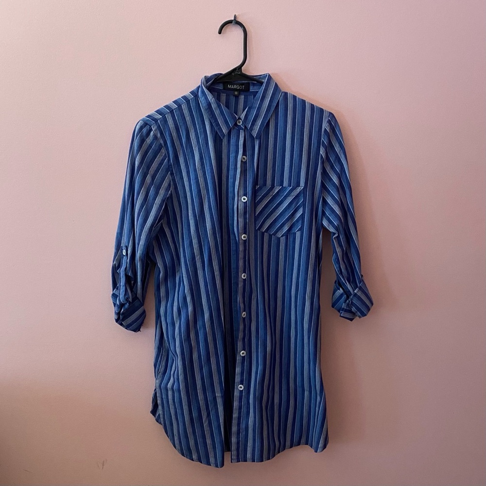 Margot Blue Striped Women’s Collared Shirt